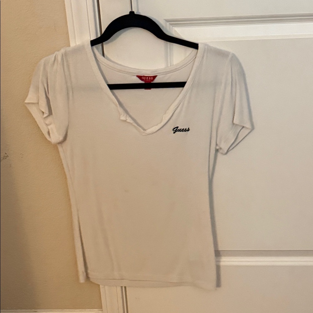 Guess Women's Cream V-Neck Tee